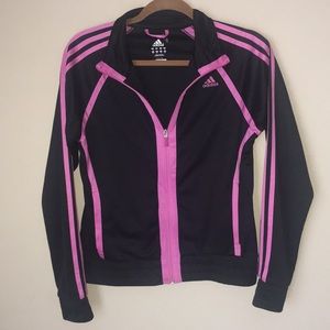 Adidas pink and black lightweight track jacket